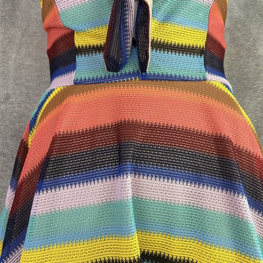 Karlie Dress Size M Striped Knit Skater Halter Top Lined Mod Retro‎ 70's Vintage